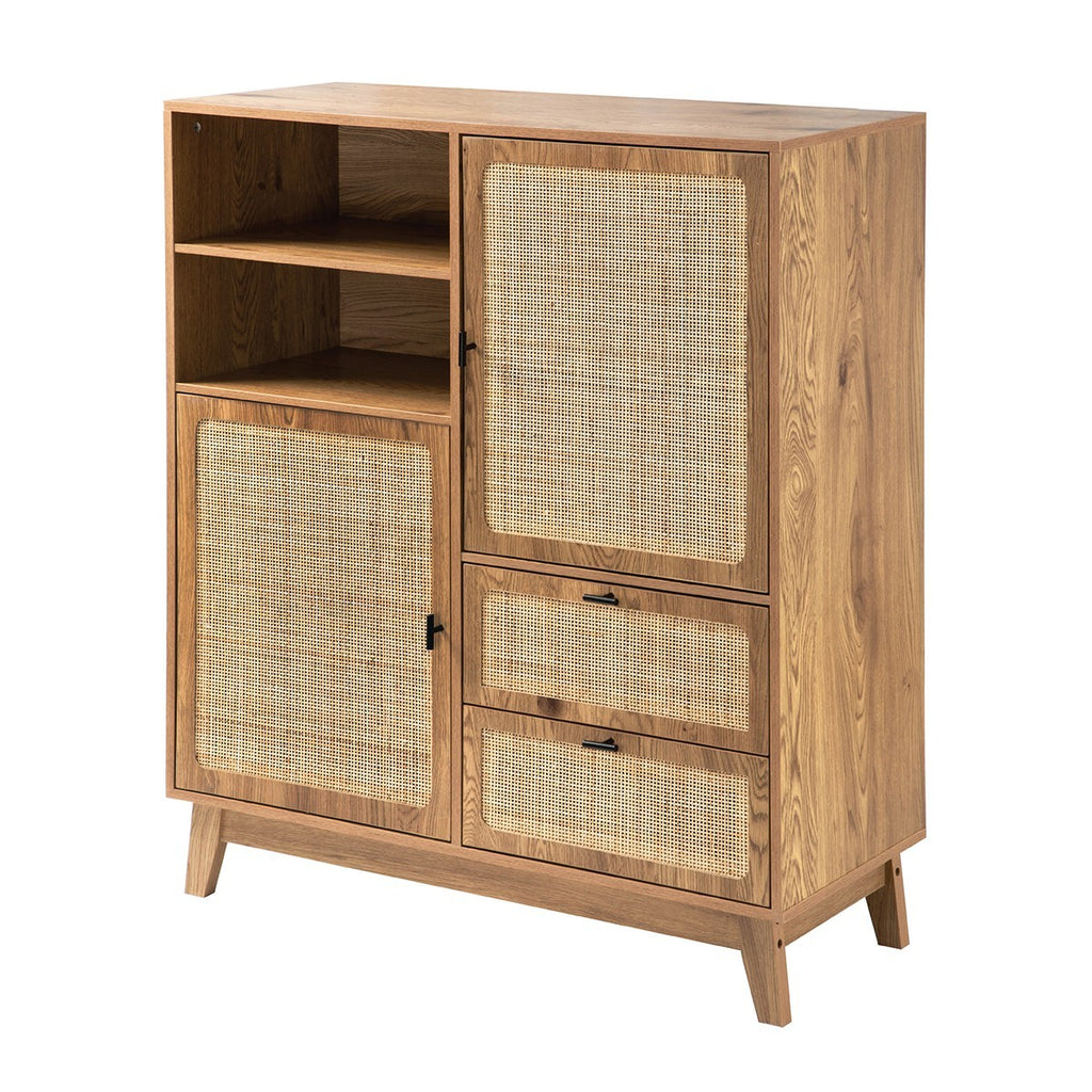 Alia - Tall Sideboard with 2 Doors/2 Drawers - Rattan