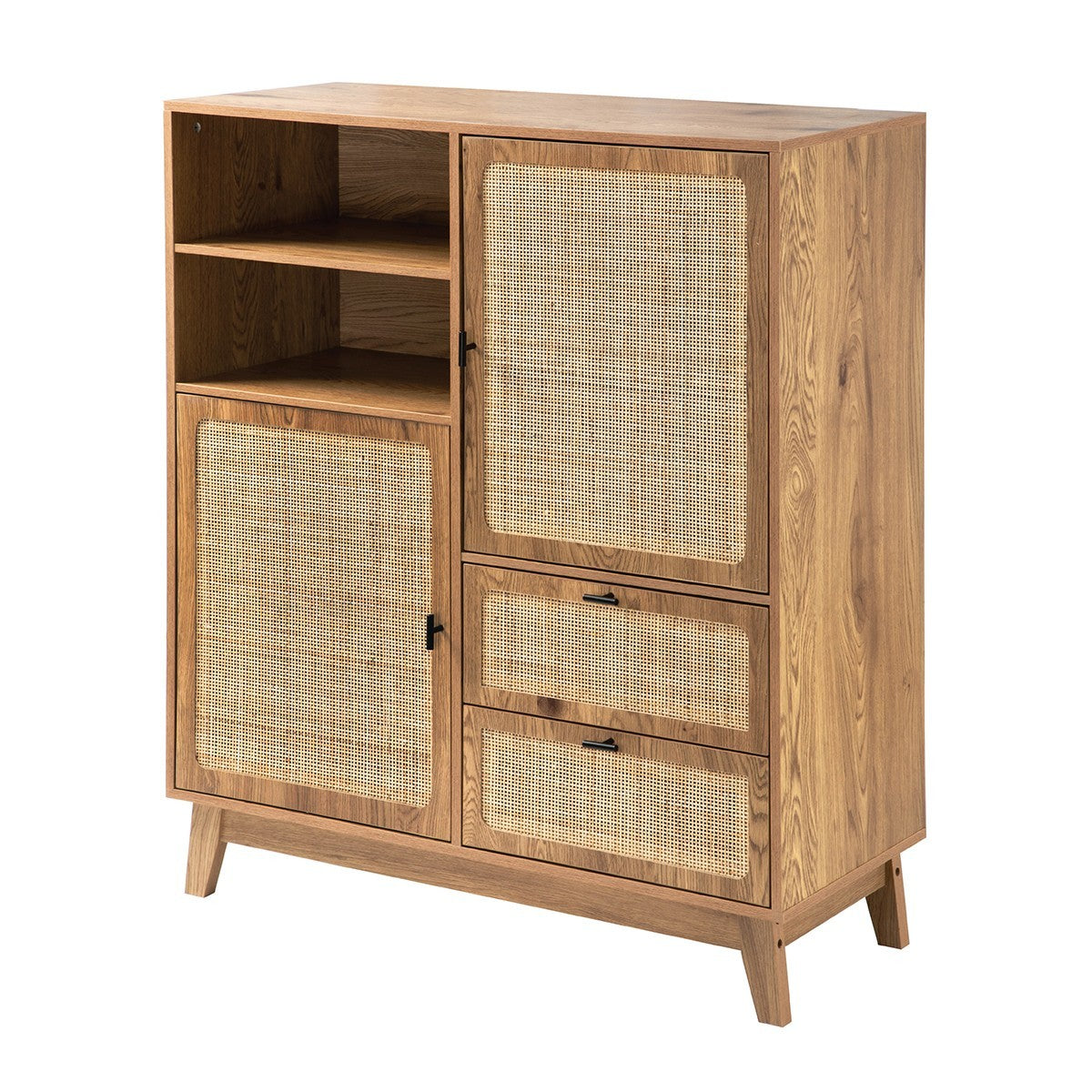 Alia - Tall Sideboard with 2 Doors/2 Drawers - Rattan