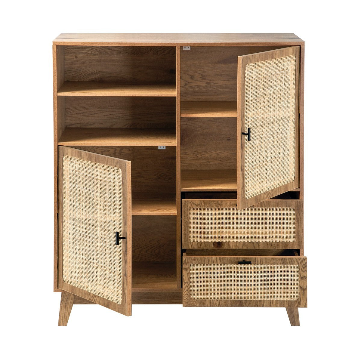 Alia - Tall Sideboard with 2 Doors/2 Drawers - Rattan