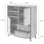Alia - Tall Sideboard with 2 Doors/2 Drawers - Rattan