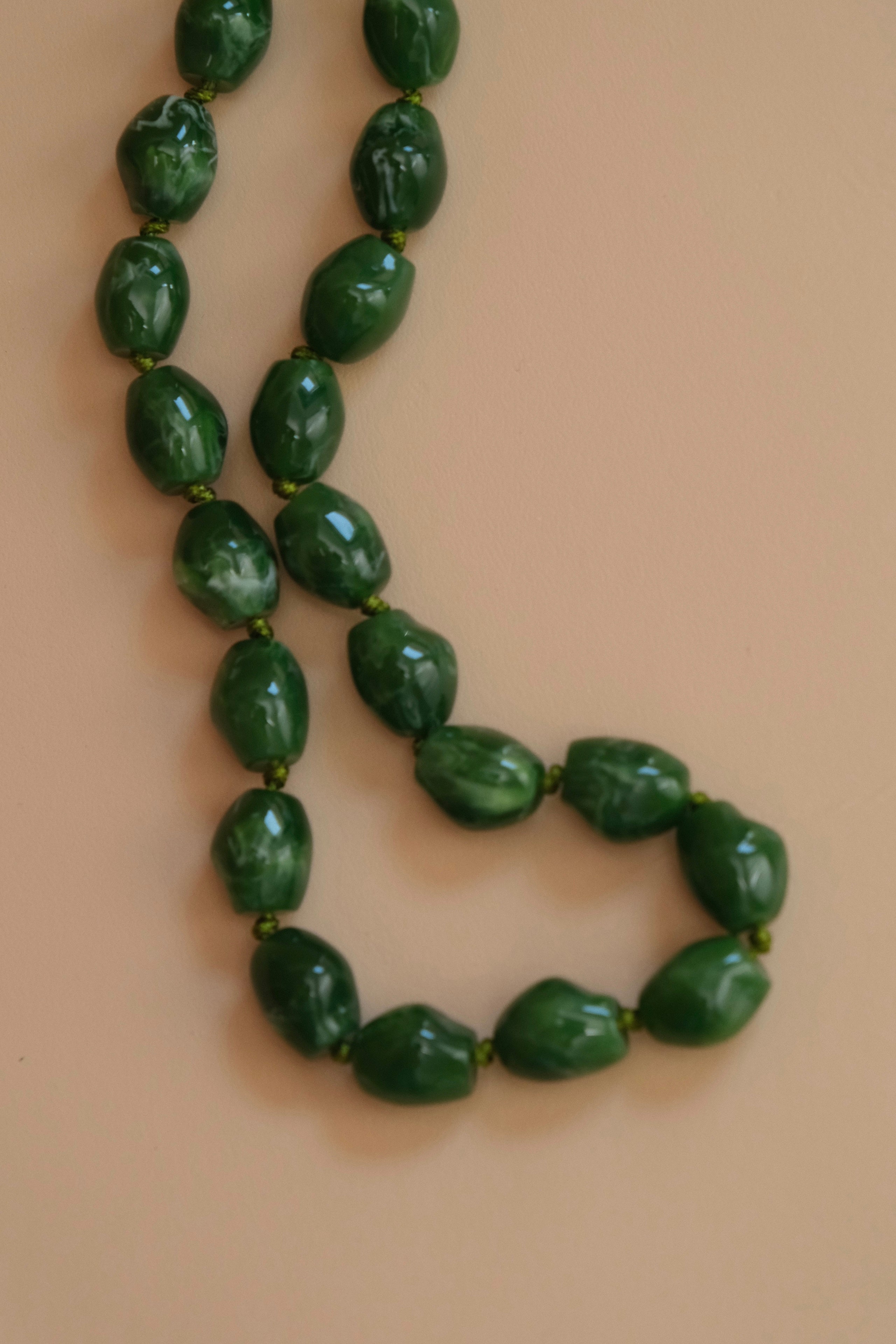 Chunky khaki bead necklace