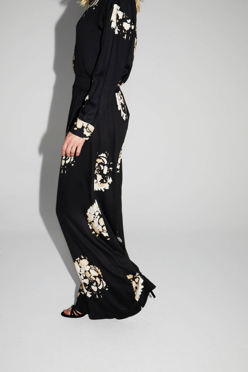 Print Maxi Beige Flower Trousers