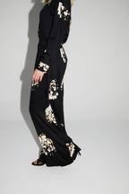 Print Maxi Beige Flower Trousers