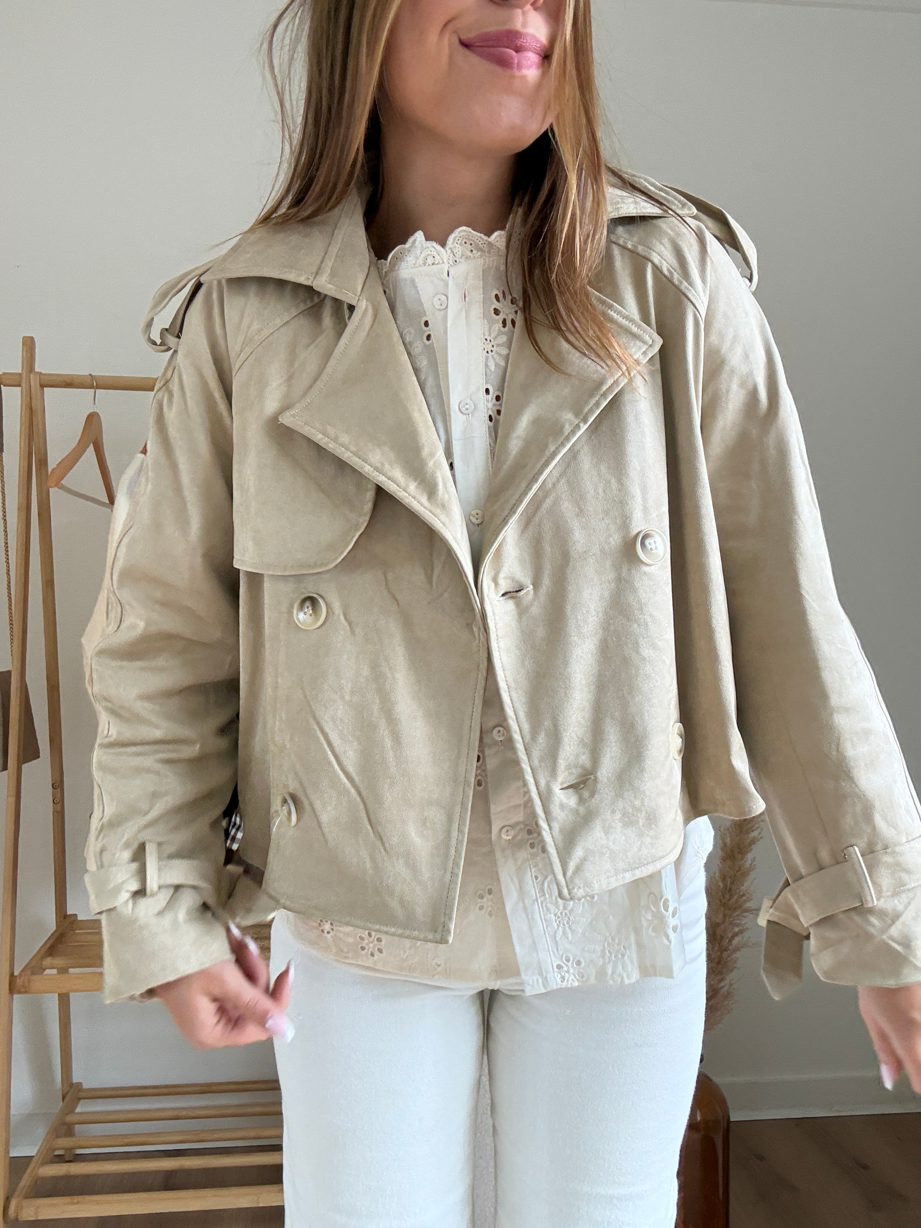 Veste Effet Suédine Jihane Beige
