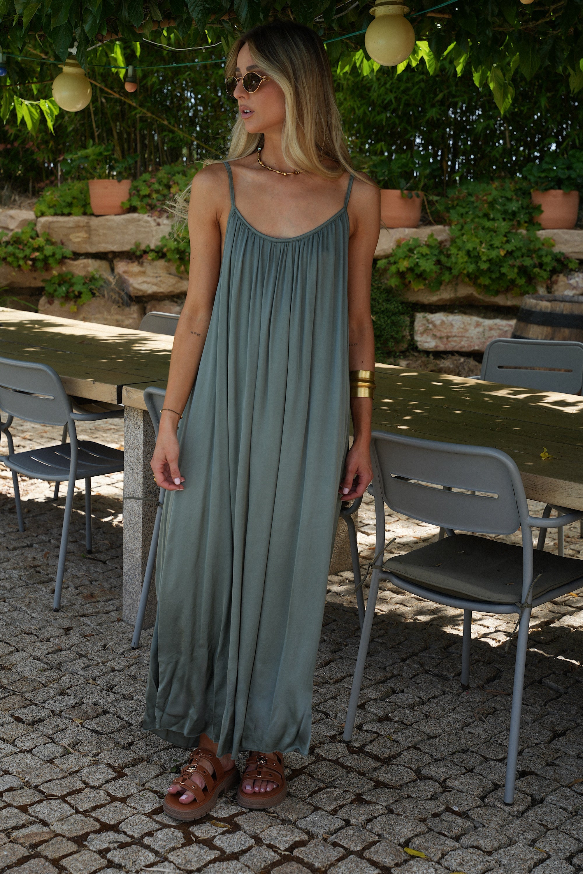 Vestido largo Darcy - Caqui
