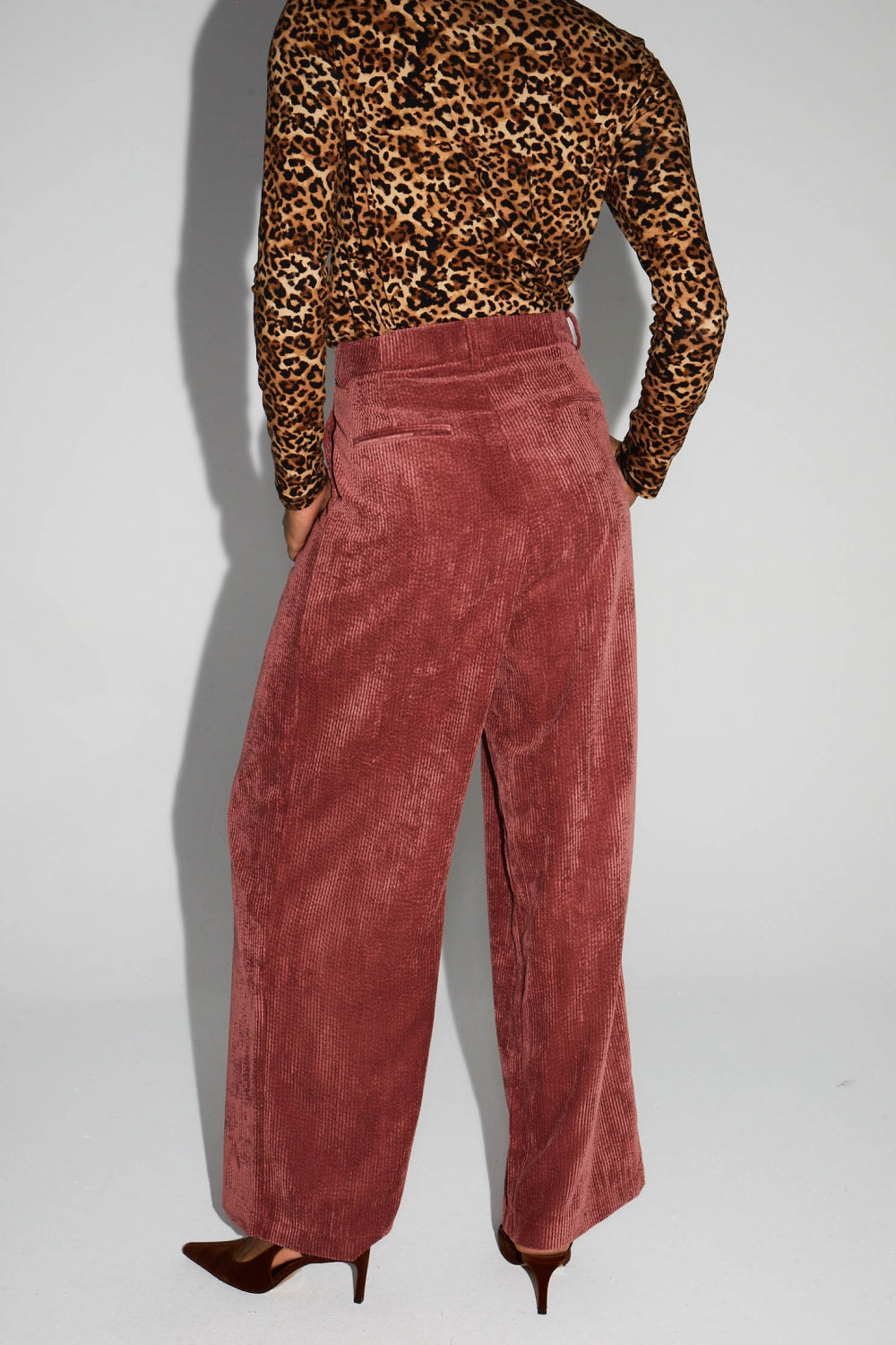 Hose Astrid Weicher Vintage-Samt Hergestellt in Italien - Cognac