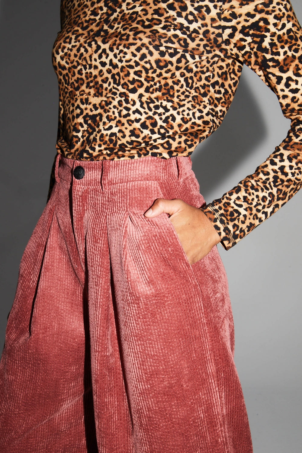 Hose Astrid Weicher Vintage-Samt Hergestellt in Italien - Cognac