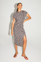 Vestido con estampado gitano floral rojo y rosa de Diane hecho en Italia