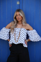 Blouse À Pois Sola - Blanc/Noir