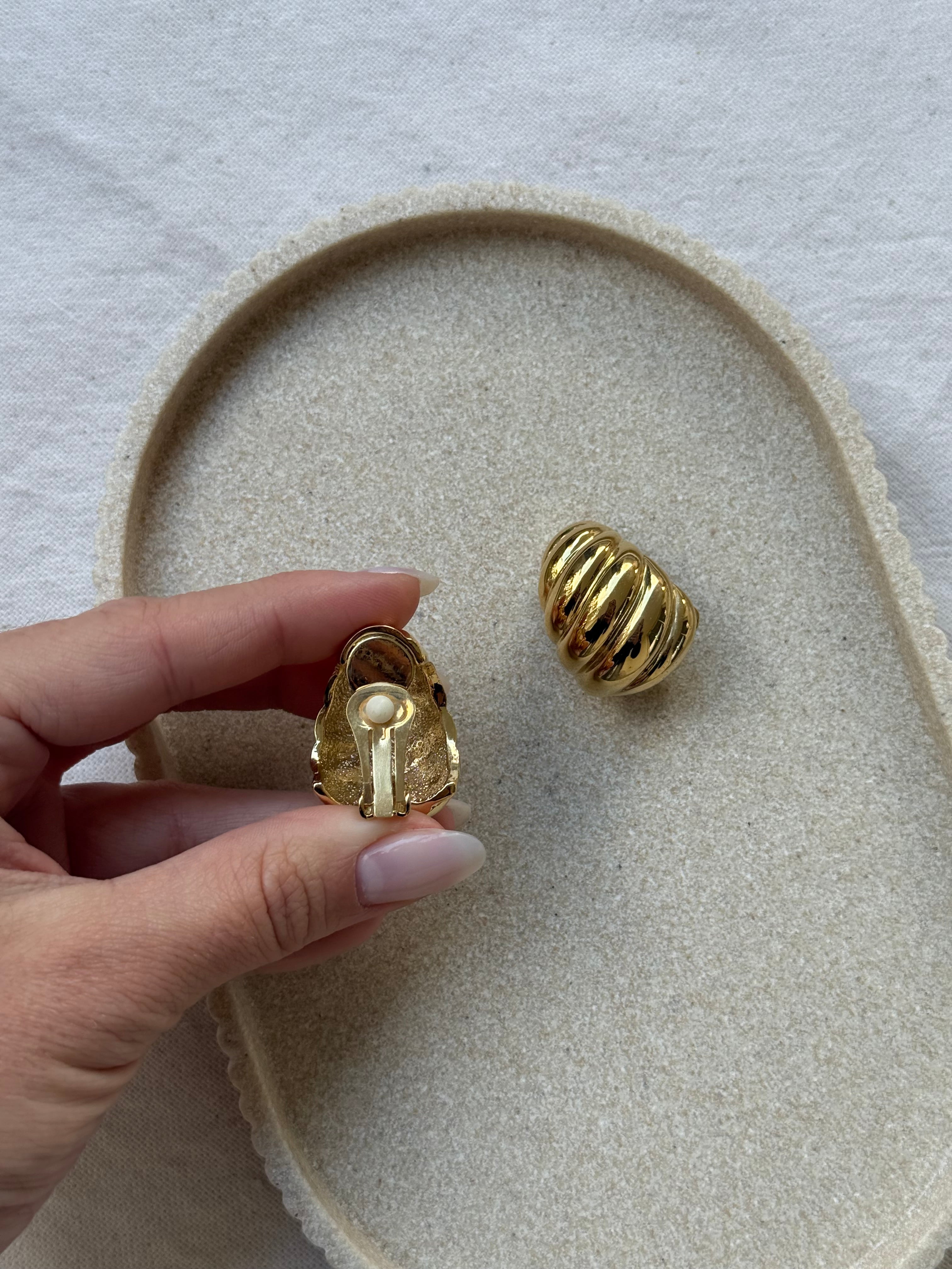 Vintage Earrings - Padded Twisted Gold