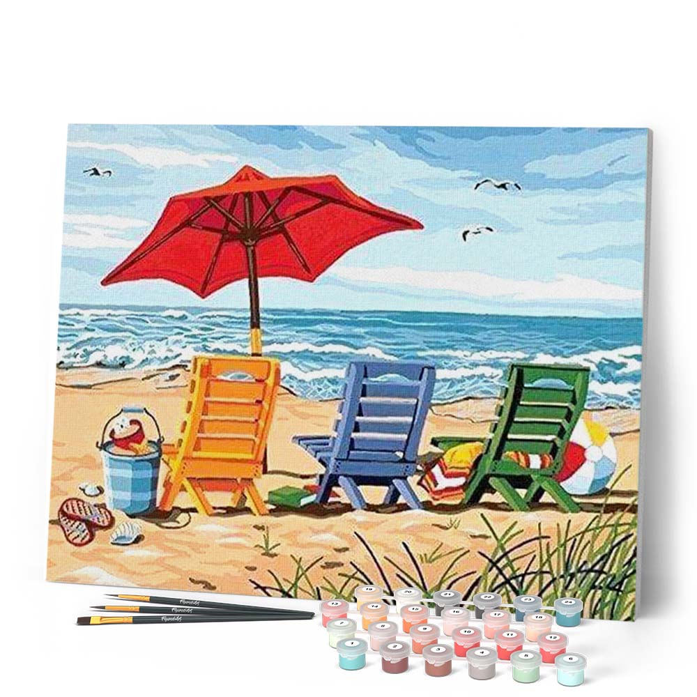 Pintura por números - Sillas en la playa