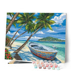 Pintura por números - Barca bajo los cocoteros