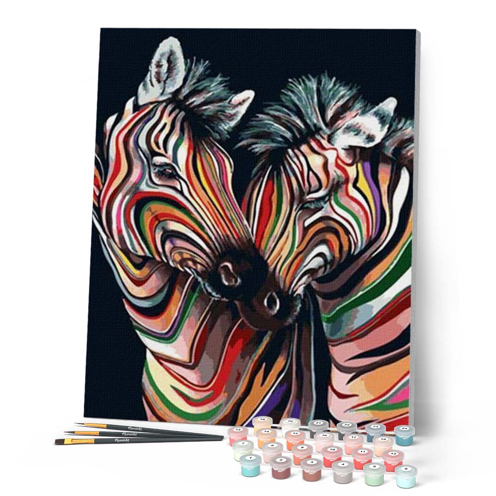Paint By Numbers - Colourful Zebra Couple