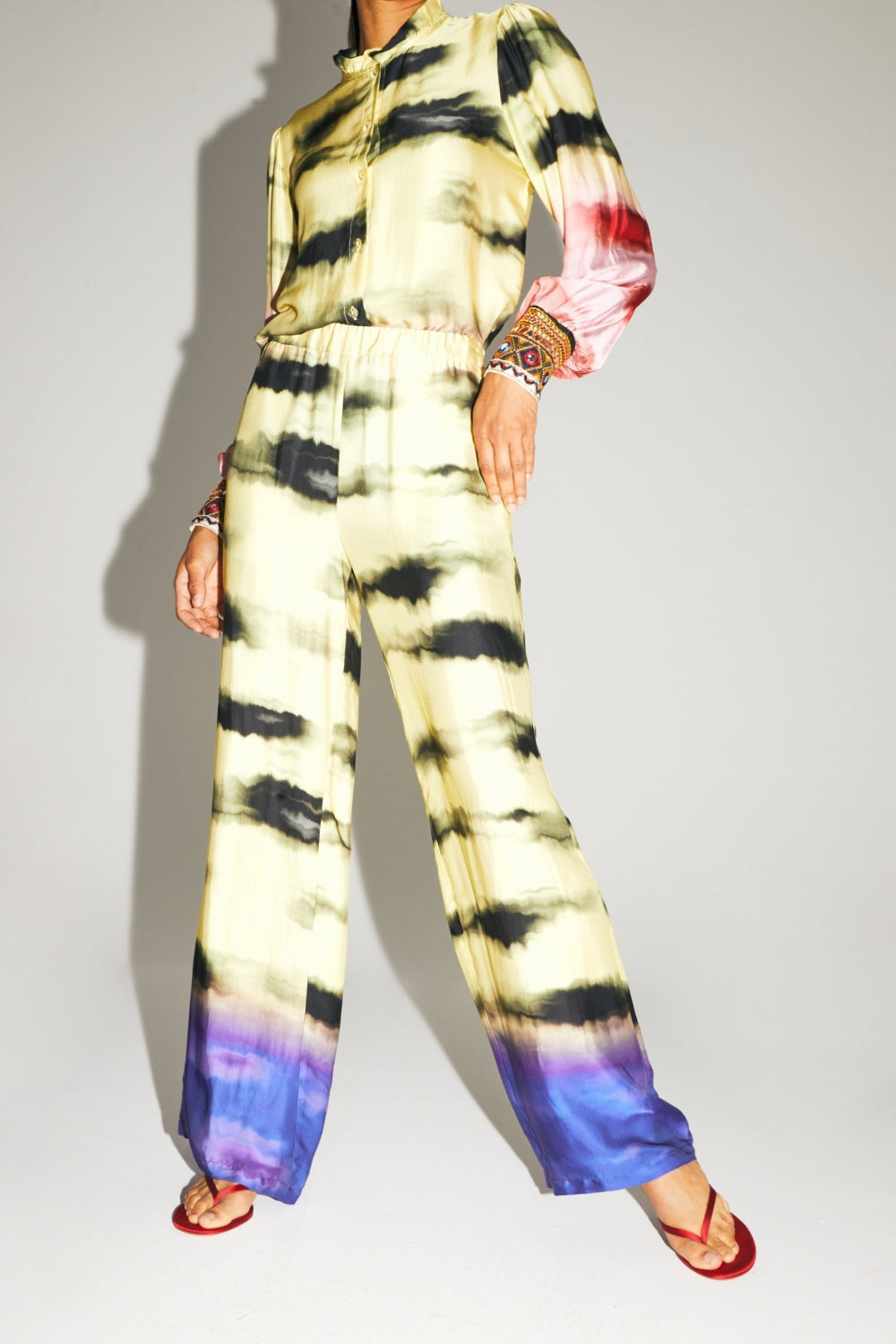 Los pantalones Aurora estampados Funky Tie And Dye fabricados en Italia