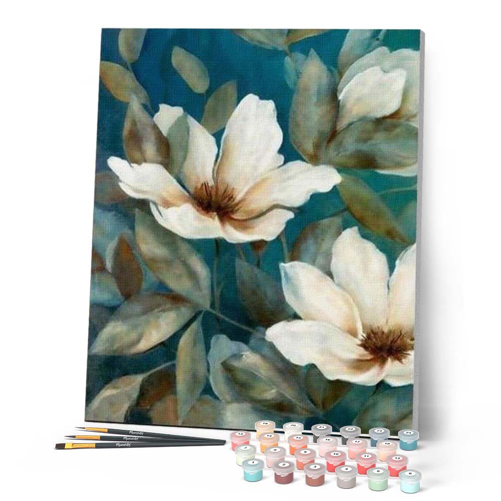 Pintura por números - Variación de flores blancas