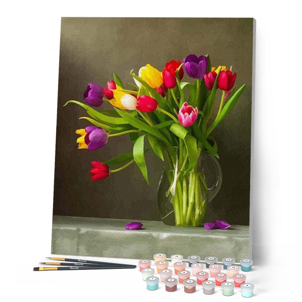 Paint By Numbers - Multicoloured Tulips