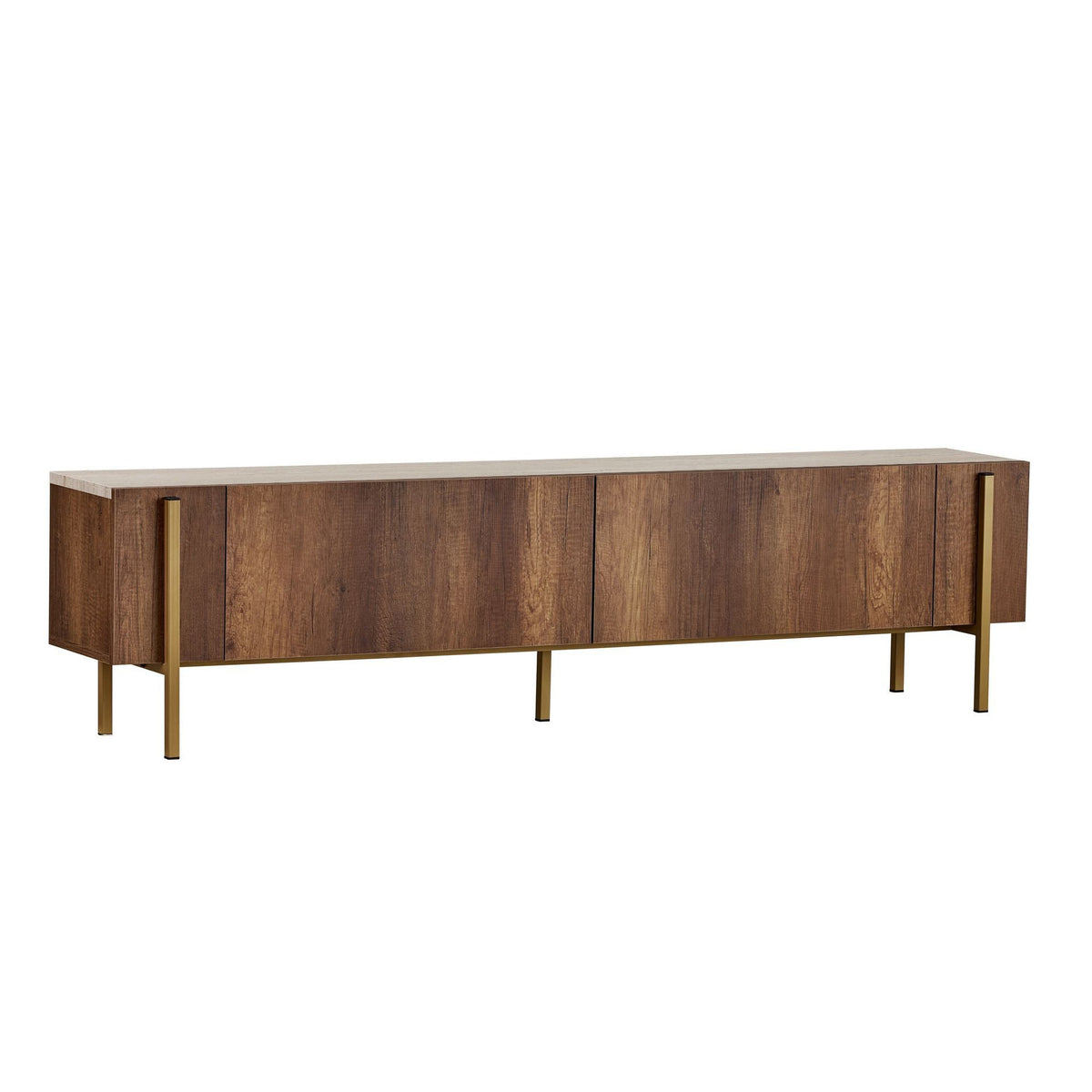 Nexus - TV Stand - Travertine/Barok Walnut/Gold