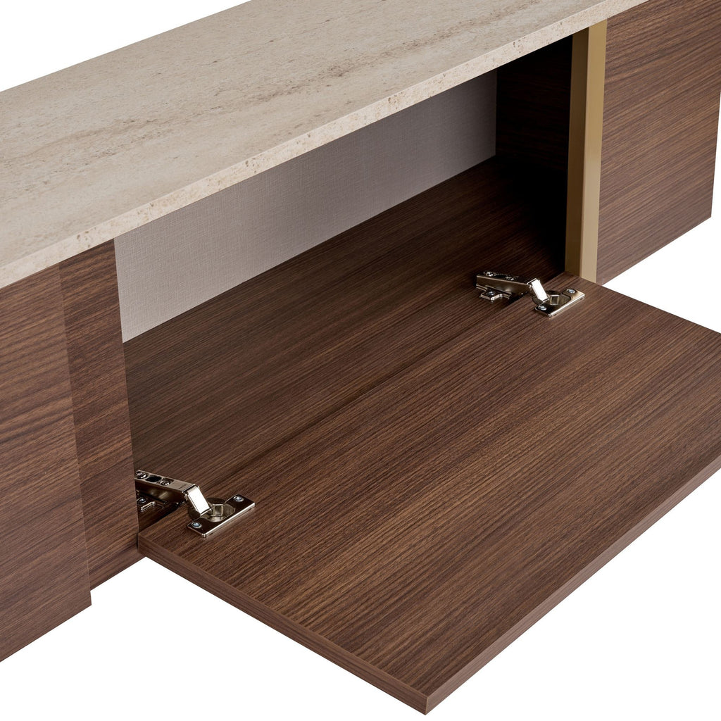 Onera - TV Unit - Travertine/Milano Walnut/Gold