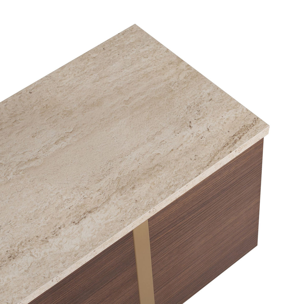 Onera - TV Unit - Travertine/Milano Walnut/Gold