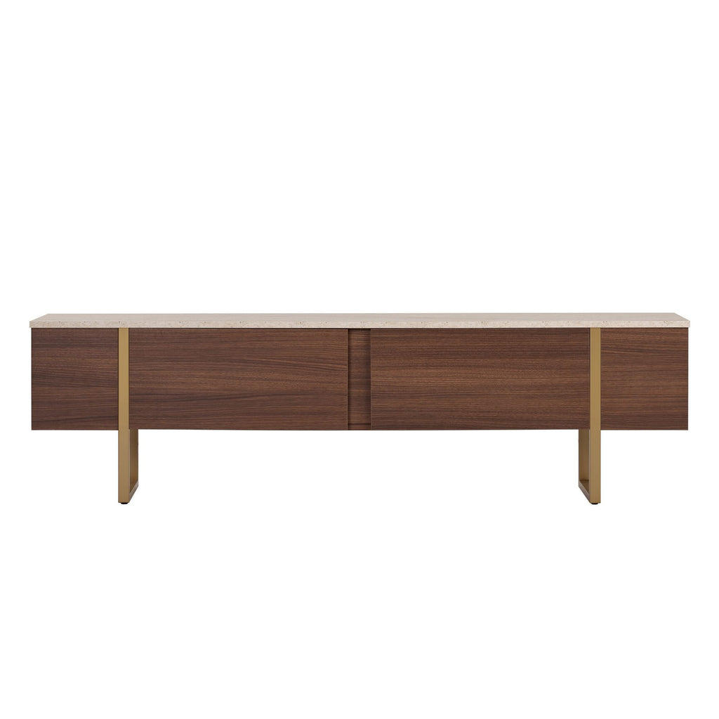 Onera - TV Unit - Travertine/Milano Walnut/Gold