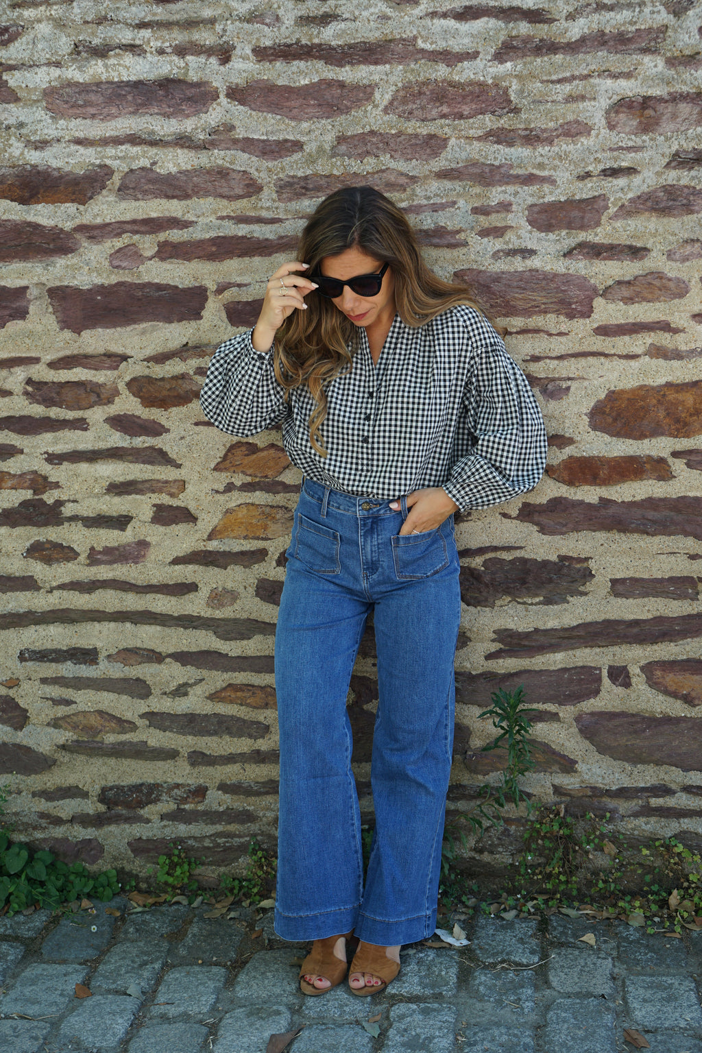 Blusa vichy negra Clothilde