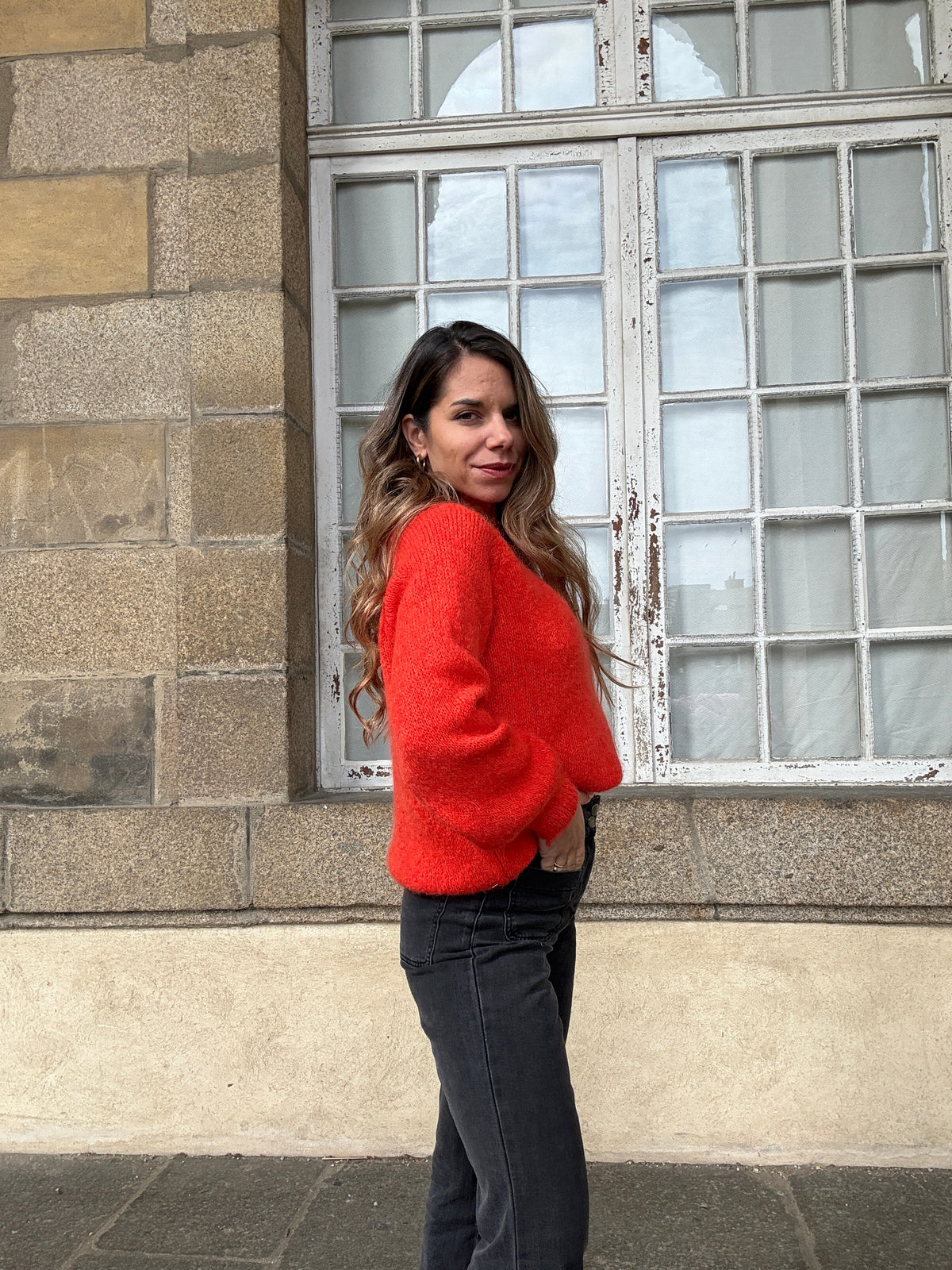 Pull Anna rouge orangé