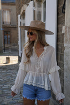 Blouse Brodée Sandy - Crème