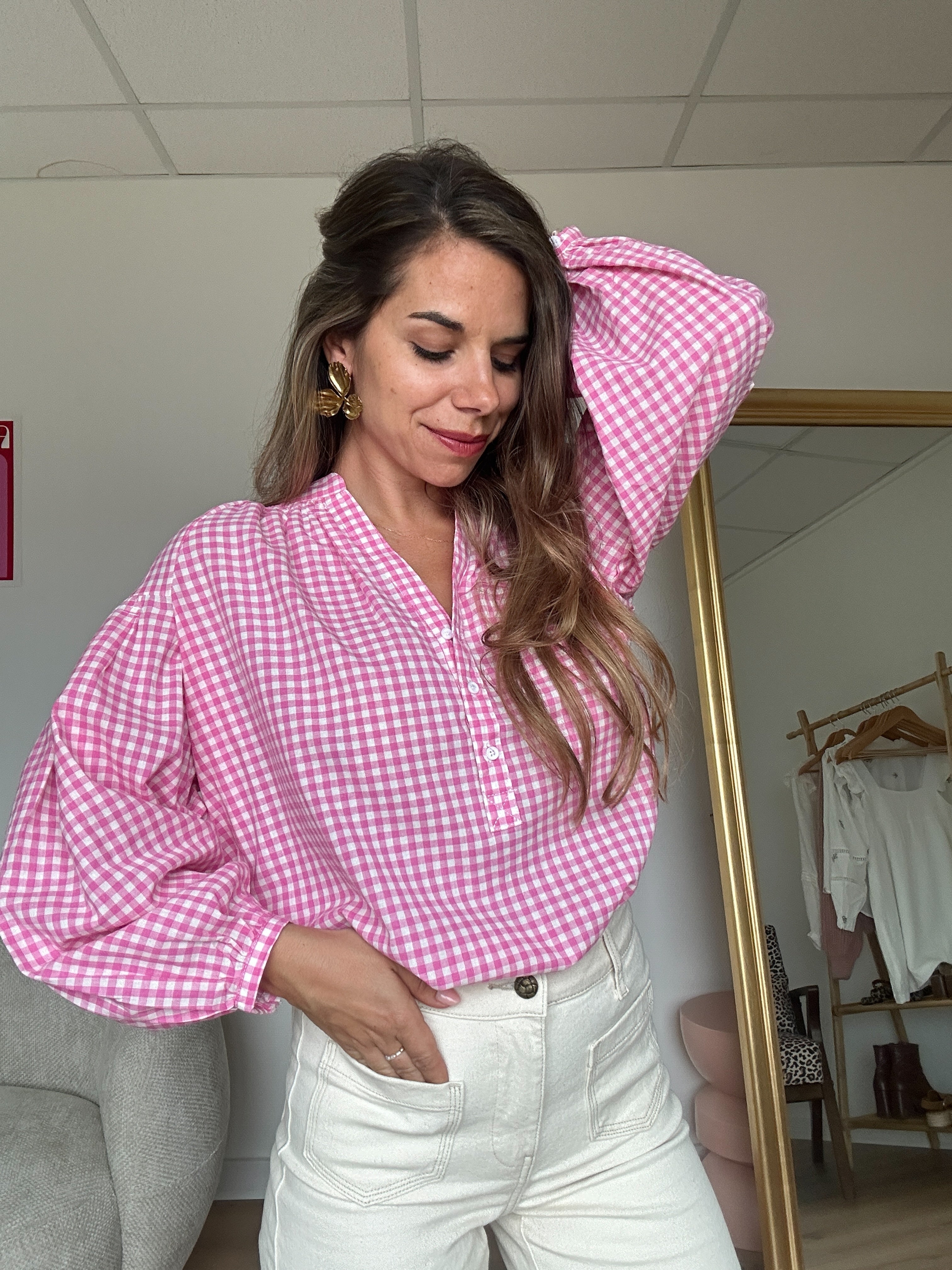 Blusa a cuadros rosa Clothilde