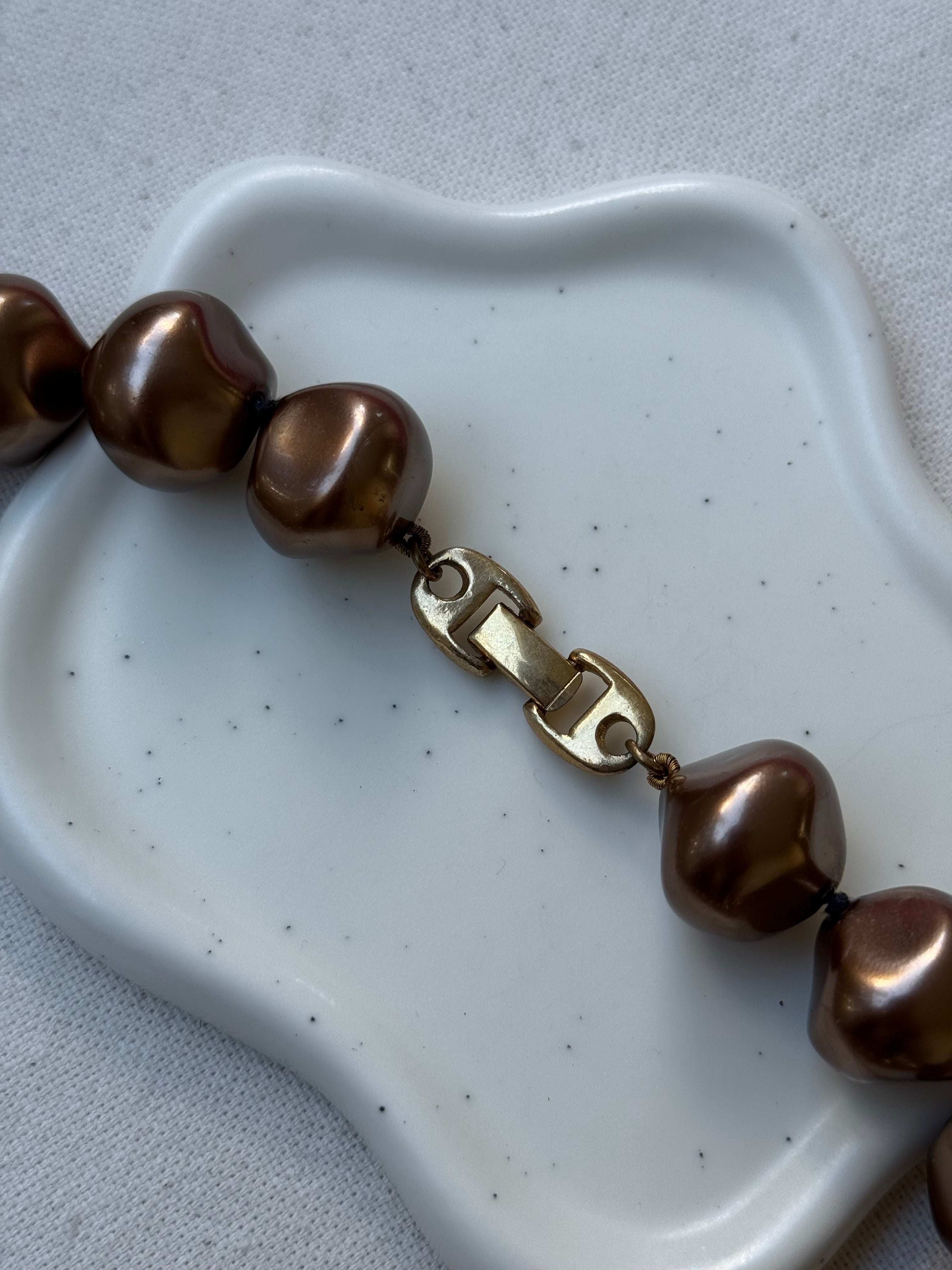 Collar Vintage - Perlas Marrón Glacé