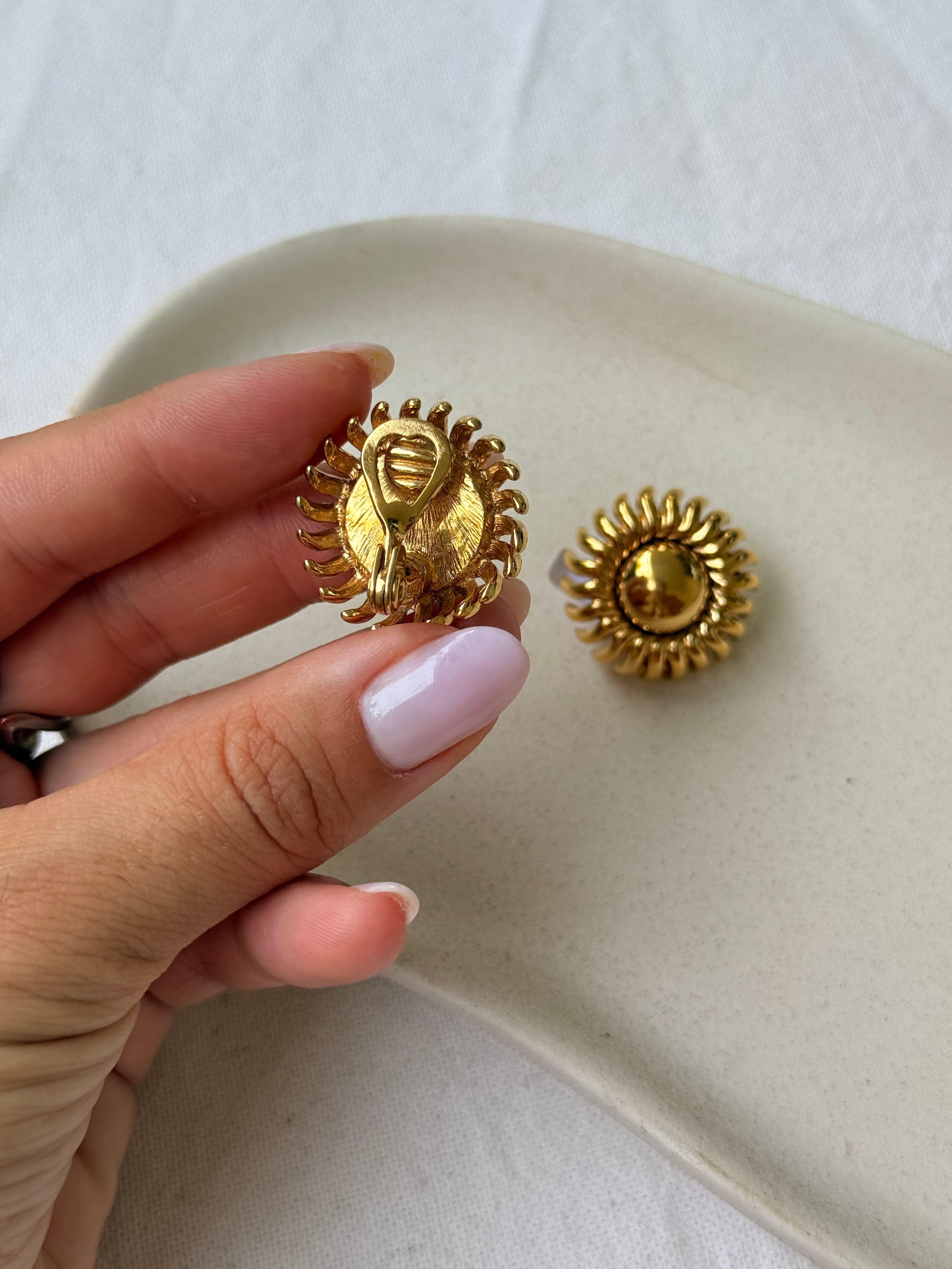 Boucles D’Oreilles Monet Vintage - Soleils Dorés