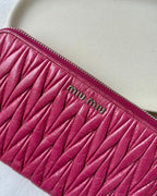 Portefeuille Miu Miu - Cuir Matelassé Nappa Fushia