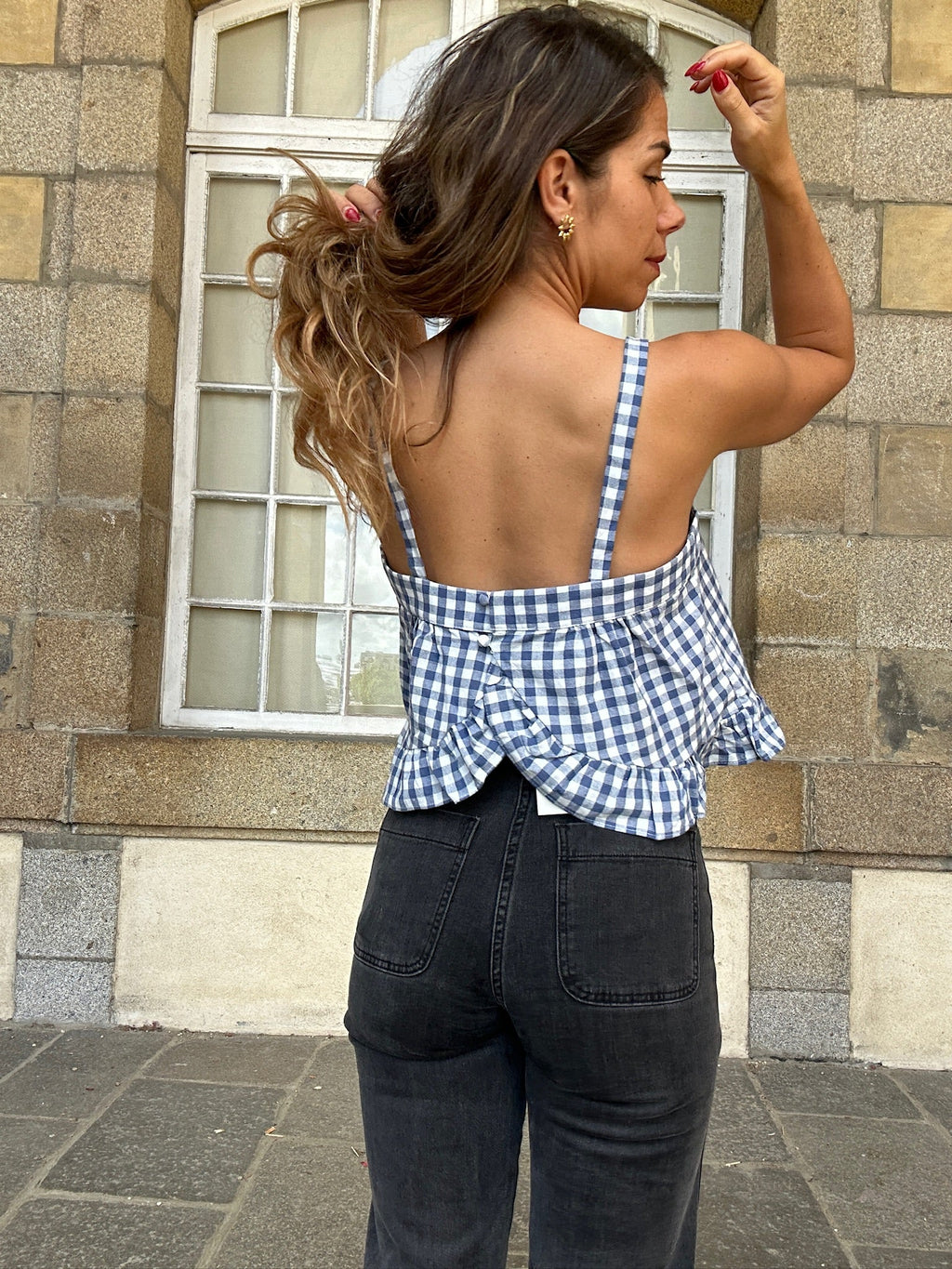 Top Callie Vichy Azul Marino