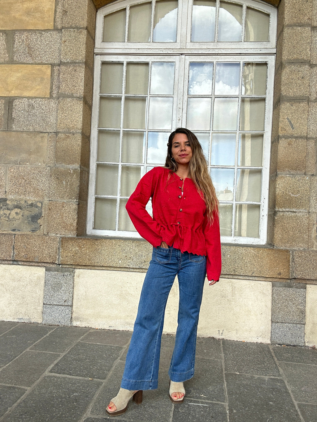 Nora red cardigan