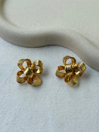 Boucles D’Oreilles Kenneth Jay Lane Vintage - Noeuds Dorés Texturés