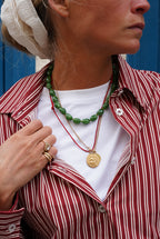 Chunky khaki bead necklace