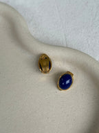 Boucles D’Oreilles Vintage - Ovales Et Cabochons Bleus