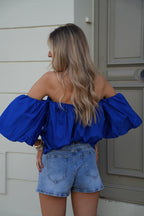Blouse Col Bardot Nao - Bleu Roi