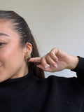Vintage Earrings - Gold Ribbed Hoops