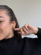 Vintage Earrings - Gold Ribbed Hoops