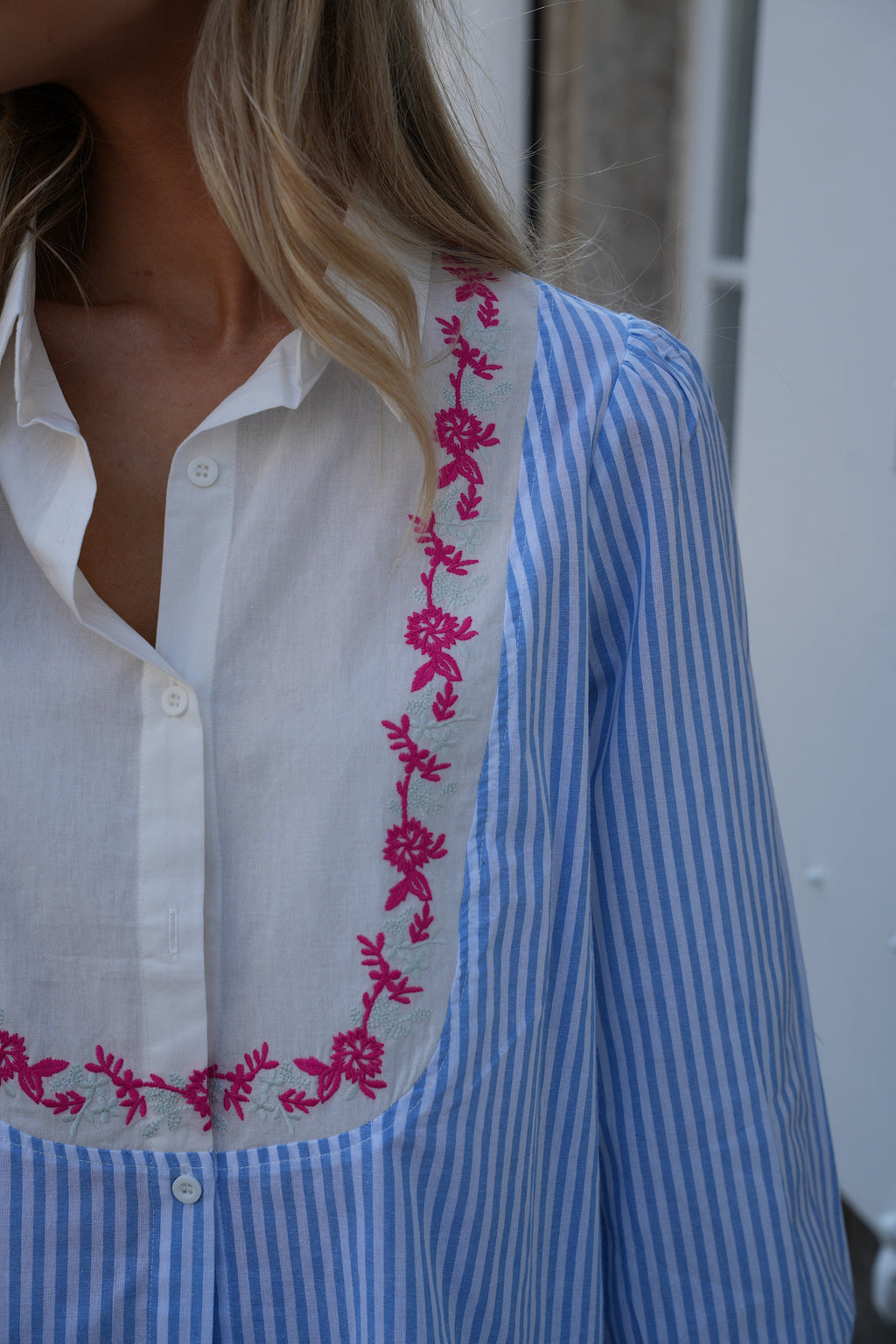 Valeria Embroidered Shirt - Blue