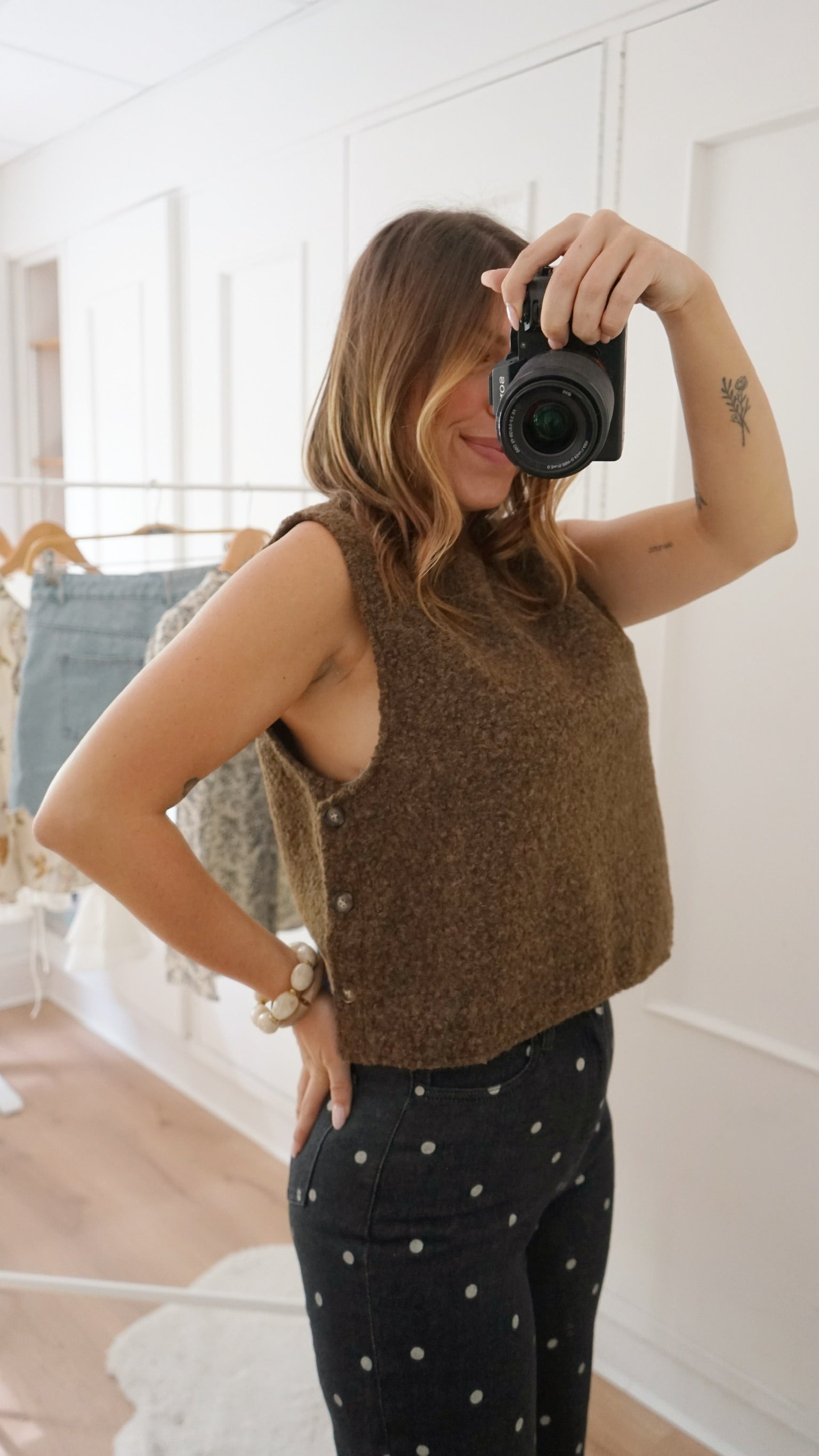 Pull sans manches Louisa marron