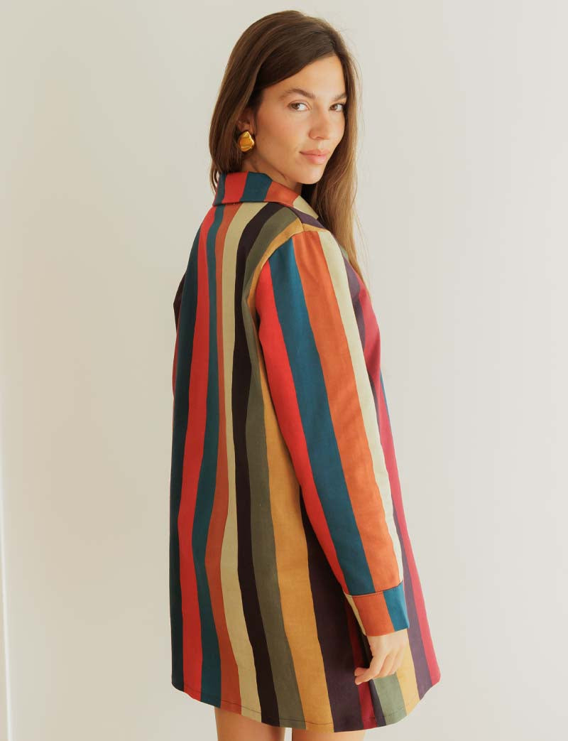 Abito a Righe Multicolori Mavi