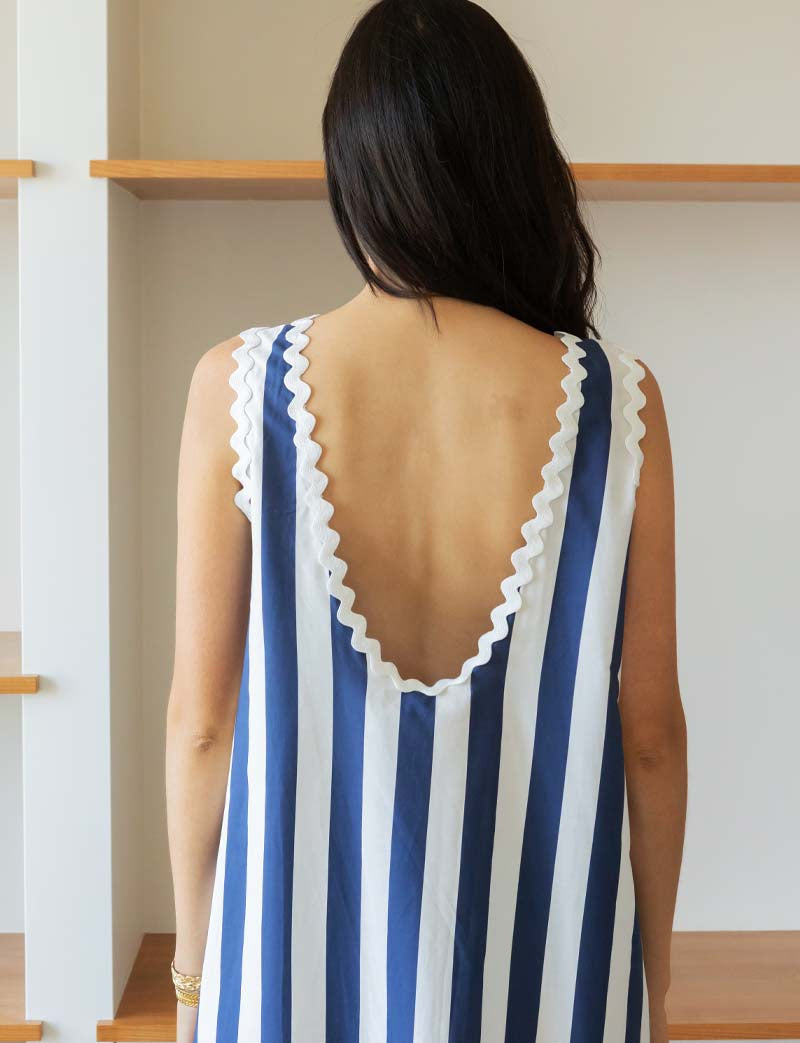 Robe À Rayures Blanches & Marine Juana