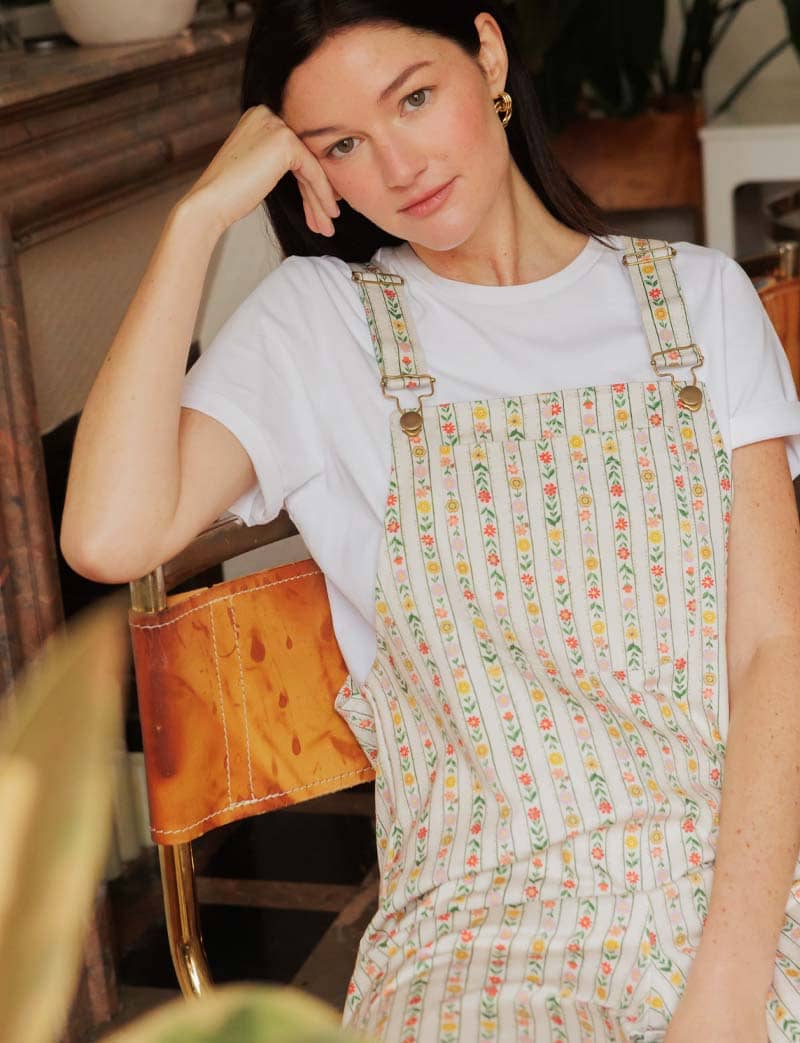 Ecru & Floral Dungarees Roey