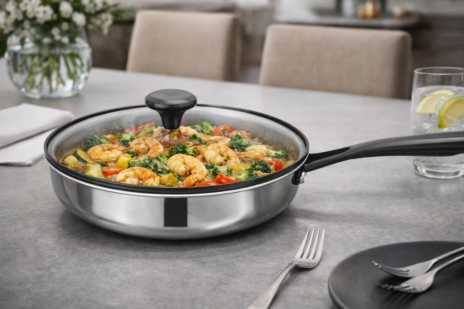 Sauteuse 26cm - Technologie Triplex - Acier Inoxydable - Inox