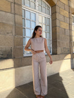 Pantalon Rayé Marin Camel