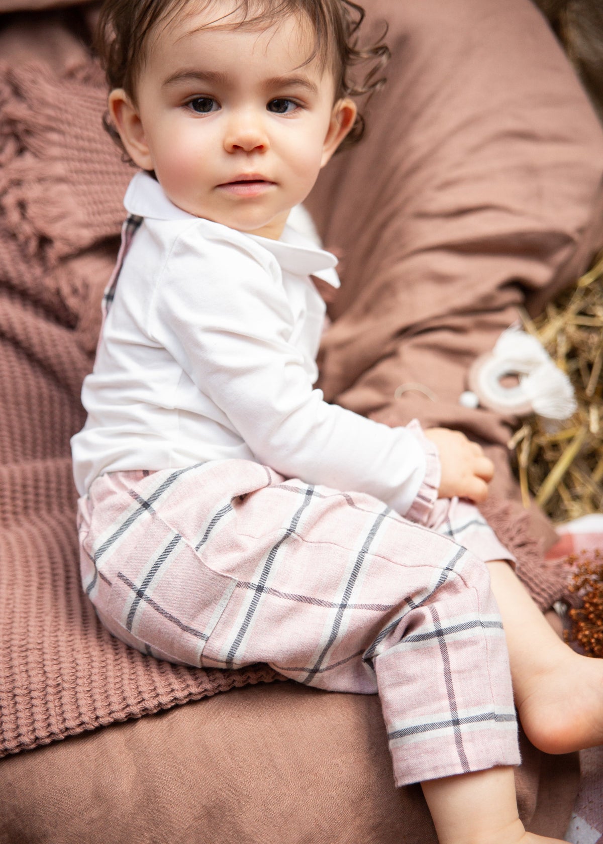 Pantalon Carreaux Rose