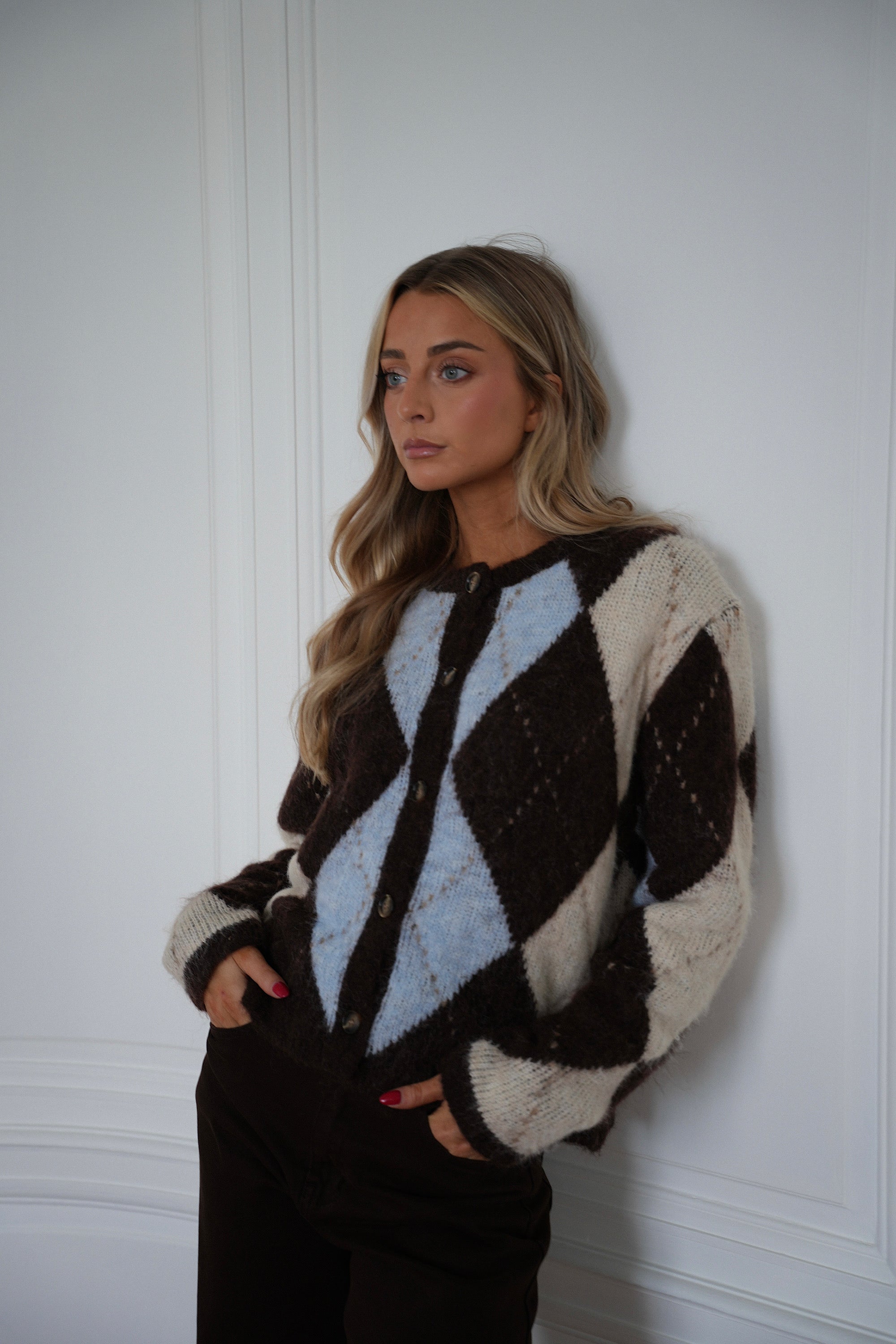 Gilet Losanges Elma - Chocolat/Bleu