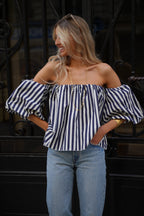 Blouse Rayée Lucile - Bleue