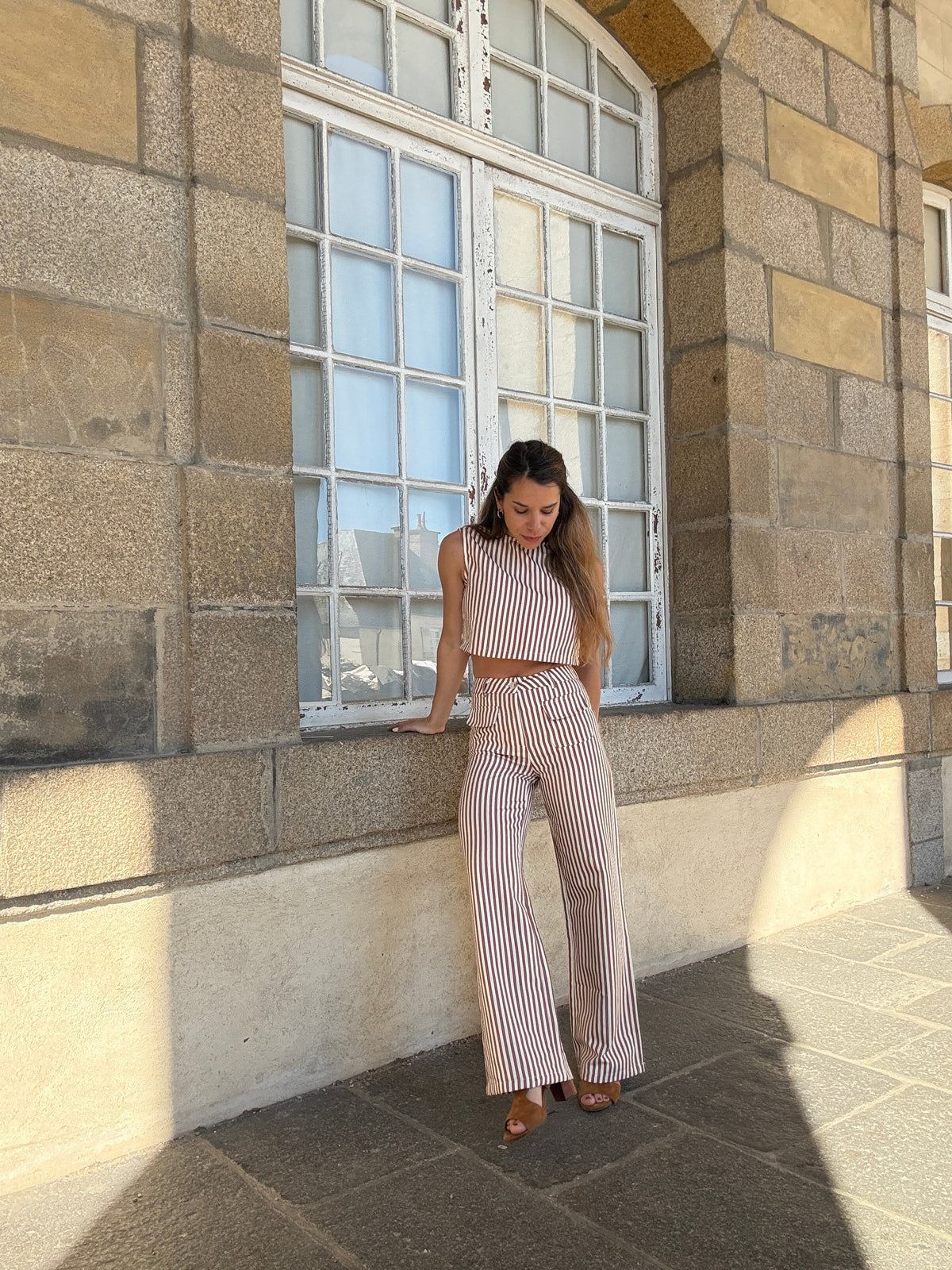 Pantalón de rayas Marin camel
